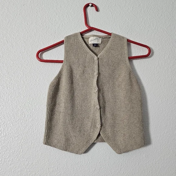 Classic Cream Knit Button-Front Vest - Women Sz XS - Picture 1 of 6